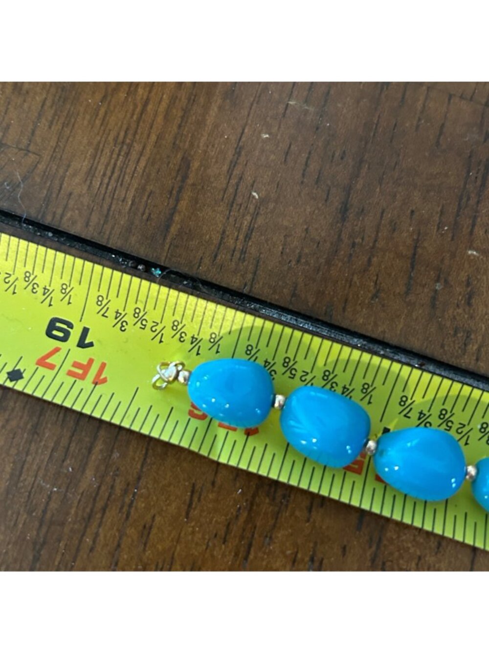 Vintage Turquoise Acrylic Set 2 Necklaces Bangle Bracelet Chunky Bead Statement - Picture 11 of 13